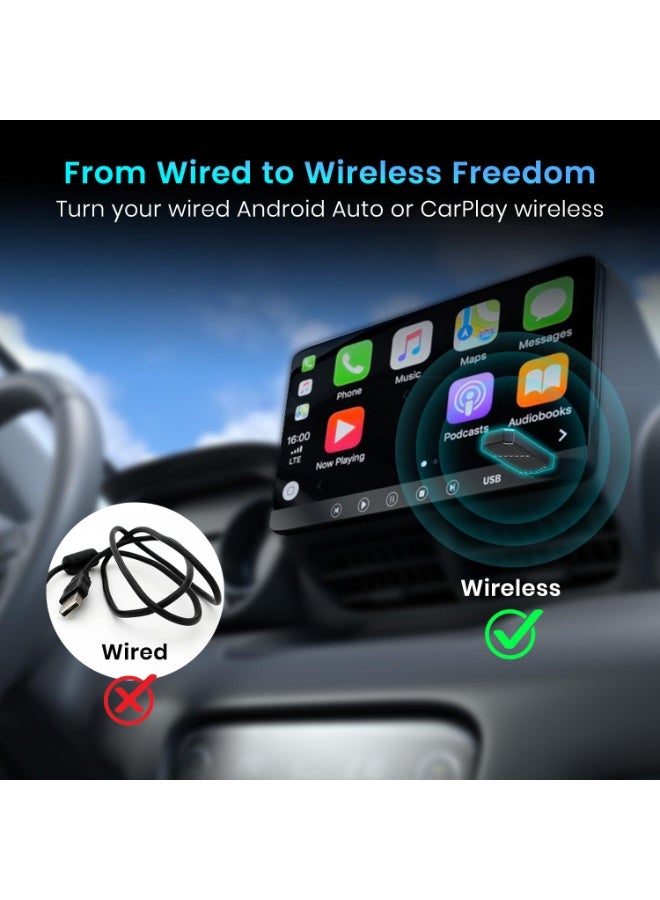بورترونيكس Portronics Tune, 2-in-1 Wireless Car Receiver, Converts Wired Auto Android & CarPlay to Wireless, Bluetooth Connectivity, Only for Cars with OEM Installed Wired Android Auto/CarPlay, 6 Months Warranty - Image 3